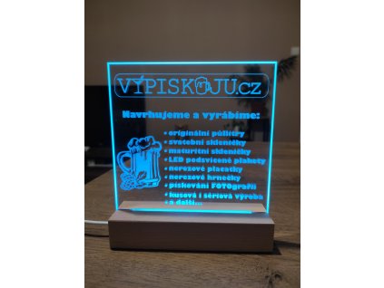 Skleněná plaketa s LED RGB osvětlením 15x15