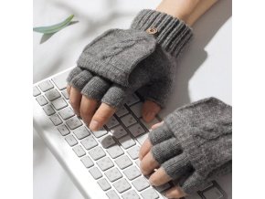 Pletené teplé rukavice bez prstov s chlopňou - ZĽAVA 45%