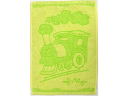 Dětský ručník BEBÉ mašinka zelený 30x50 cm s vláčkem