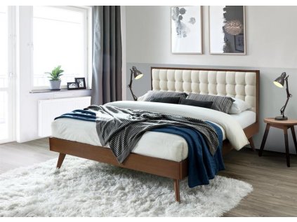 35482 bezova masivni postel namsen 160 x 200 cm