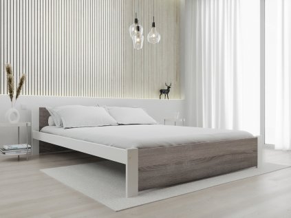 Posteľ IKAROS 140 x 200 cm, biela/dub hľuzovka