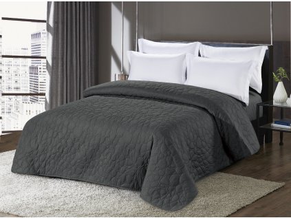 Tmavě šedý přehoz na postel se vzorem STONE (Rozmer 170 x 210 cm)