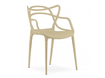 Moderní béžová plastová židle KATO s elegantním designem