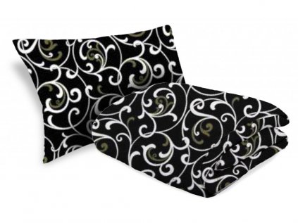 Přikrývka ORIENT černá 140x200 cm a polštář 70x90 cm pro celoroční použití