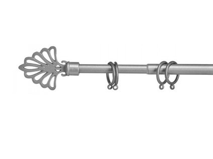 Elegantní šedá kovová garnýž VALANCE PLUM s dekoračním koncem