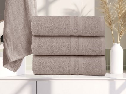 Luxusný uterák AQUELLA 50x90 cm hnedý s elegantnou bordúrou, 100% bavlna