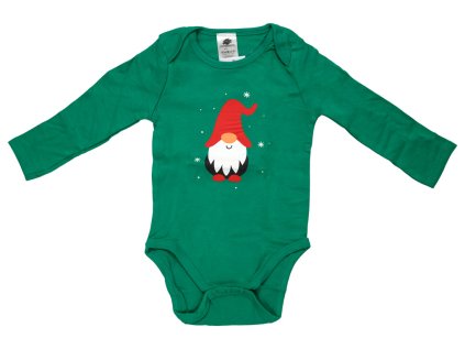 Dětské body CHRISTMAS BOYS zelené s dlouhým rukávem pro vánoční náladu