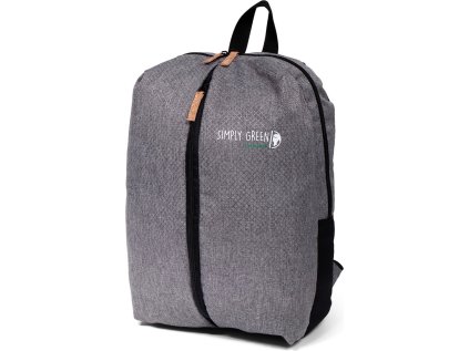 Stylový šedý batoh z recyklovaných PET lahví, ideální pro každodenní nošení a výlety.