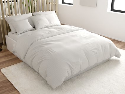 Krepové povlečení STANDO bílé s hotelovou kapsou pro snadné povlékání