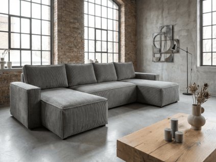 Sivá sedacia súprava do U SMART COSARO 295x140 cm