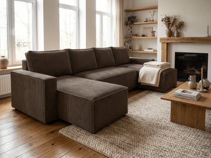 Tmavohnedá sedacia súprava do U SMART COSARO 295x140 cm