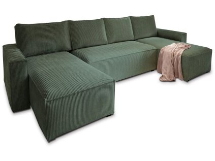 Luxusní tmavě zelená sedací souprava do U COSARO 295x140 cm