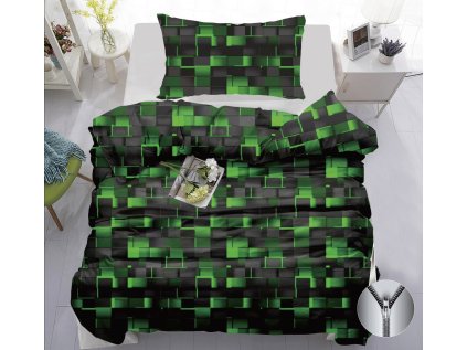 Luxusní bavlněné povlečení GRAPHIO zelené s moderním geometrickým vzorem