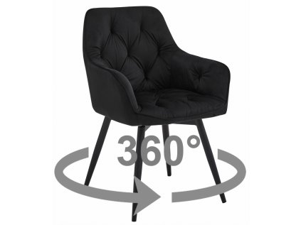 Elegantní otočné jídelní křeslo JORK360 VELVET černé do moderní jídelny