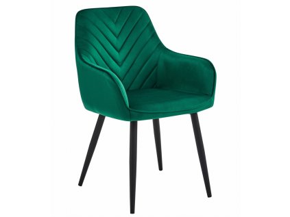 Elegantní jídelní křeslo NANA VELVET tmavě zelené s černými nohami