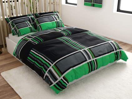 Bavlněné povlečení KARO BLEND zelené s výrazným károvaným vzorem