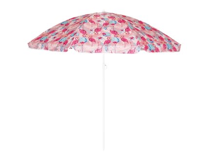 Růžový slunečník FLAMINGO 200 cm – veselý motiv, kloub, hrot, ideální na pláž i zahradu