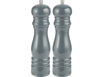 Sada 2 šedých mlýnků na sůl a pepř GREY s keramickým mlecím systémem a označením S a P.