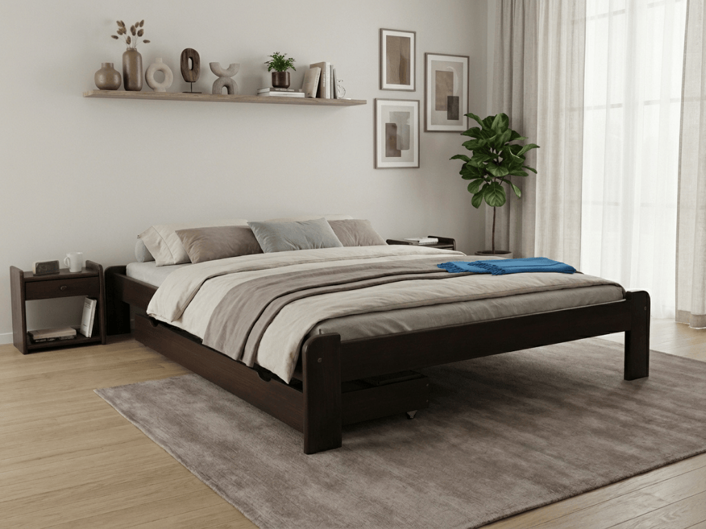 E-shop Posteľ Ada 160 x 200 cm, orech Rošt: Bez roštu, Matrac: Bez matraca