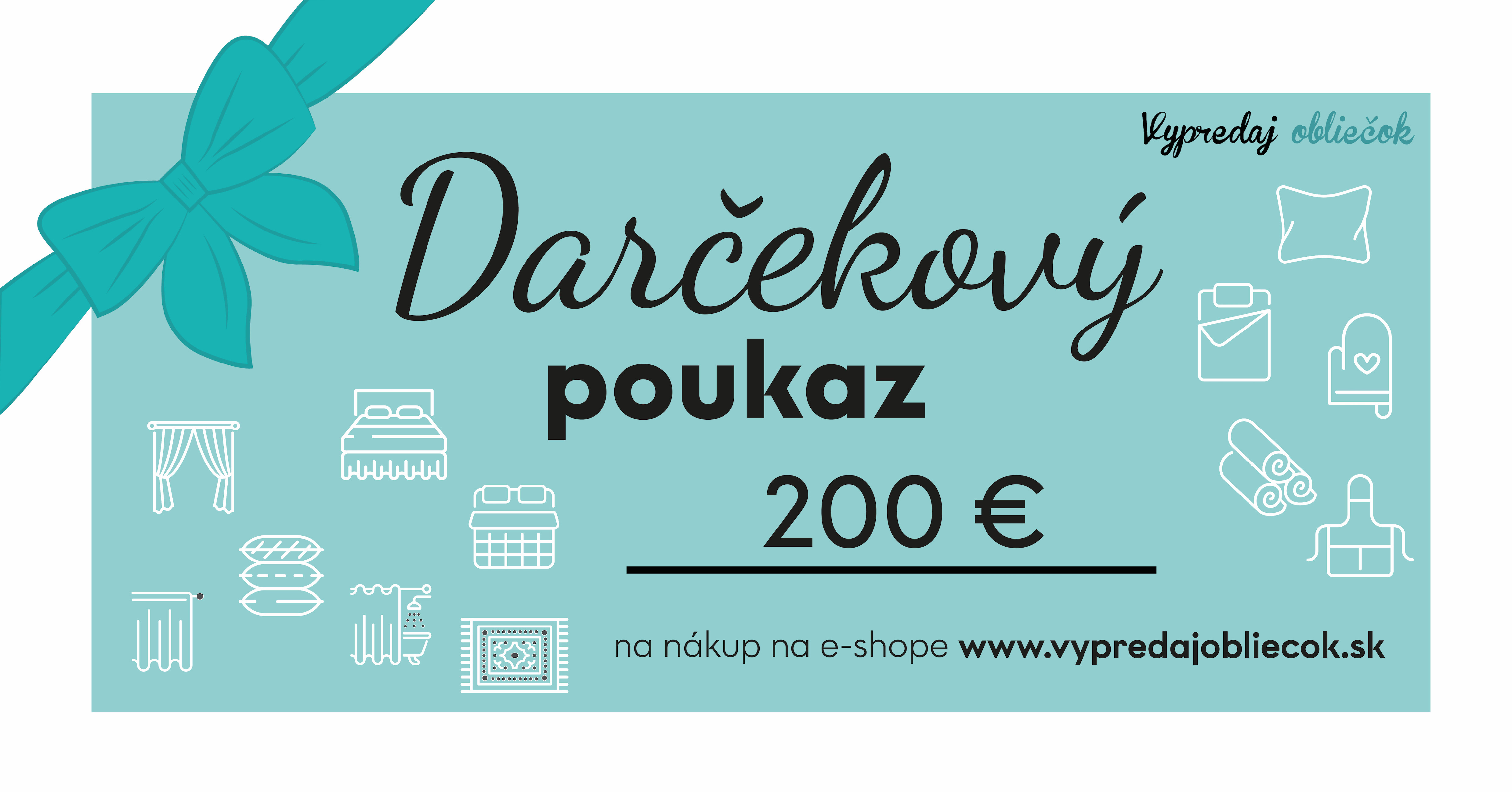 E-shop Darčekový poukaz na 200 € Forma poukazu: Elektronický
