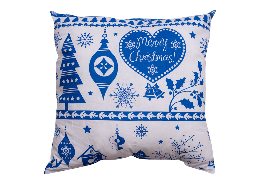 E-shop Dekoračný vankúšik Vianoce modré 40 x 40 cm