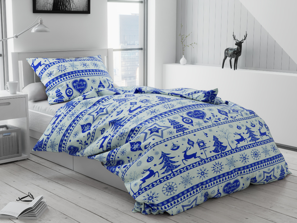 E-shop Bavlnené obliečky Vianoce modré Rozmer obliečky: 70 x 90 cm | 140 x 200 cm