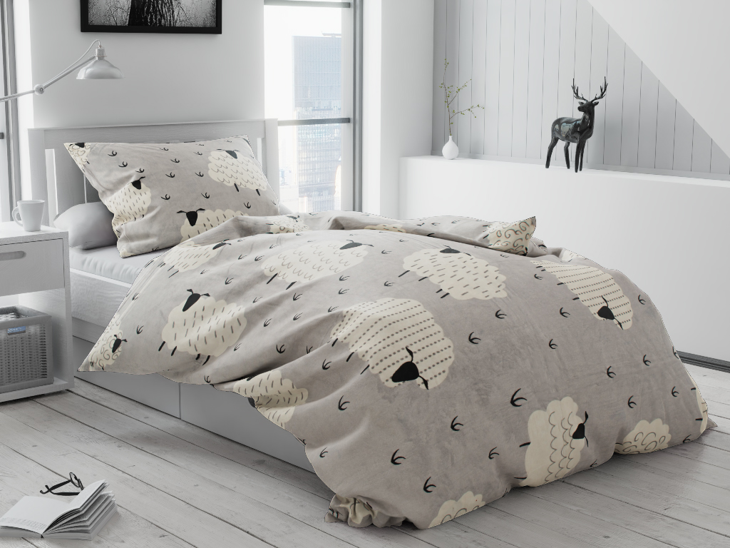 E-shop Mikroplyšové obliečky SHEEP sivé