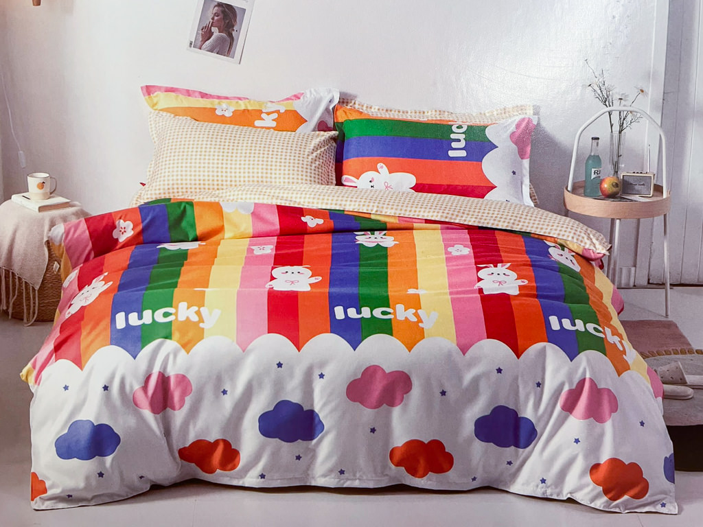 E-shop Bavlnené obliečky do postieľky ZAJAČIK LUCKY farebné