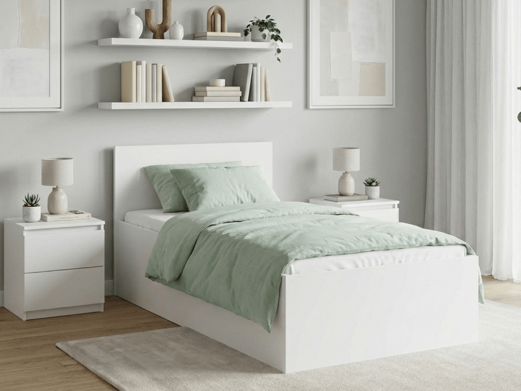 E-shop Posteľ SOFIA 90 x 200 cm, biela Rošt: S lamelovým roštom, Matrac: Matrac SOMMERA 18 cm