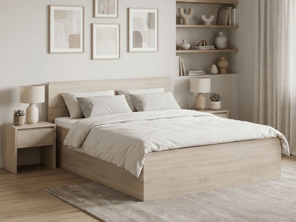 E-shop Posteľ SOFIA 120 x 200 cm, dub sonoma Rošt: Bez roštu, Matrac: Bez matraca