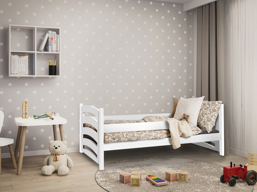 E-shop Detská posteľ MELA 80 x 160 cm, biela Rošt: Bez roštu, Matrac: Bez matraca