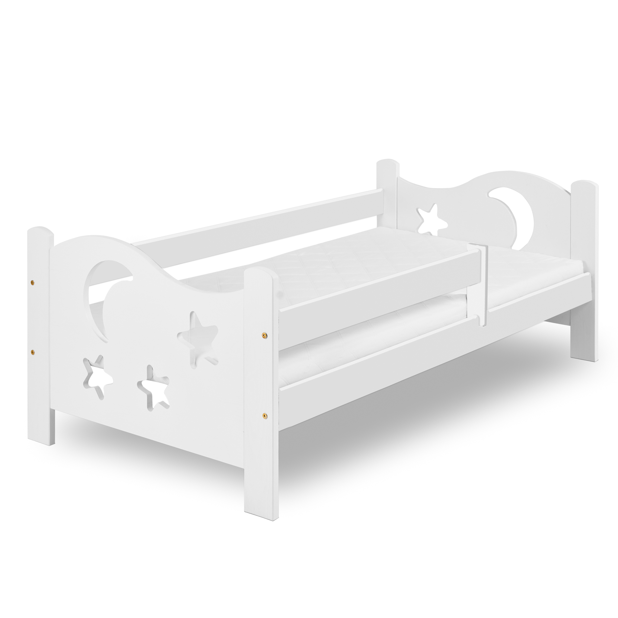 Detská posteľ MOON 80 x 160 cm, biela Rošt: Bez roštu, Matrac: Bez matraca