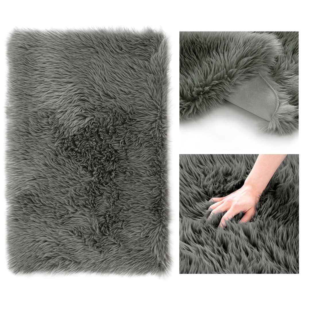 Huňatý tmavosivý koberec DOKKA Rozmer: 75 x 120 cm