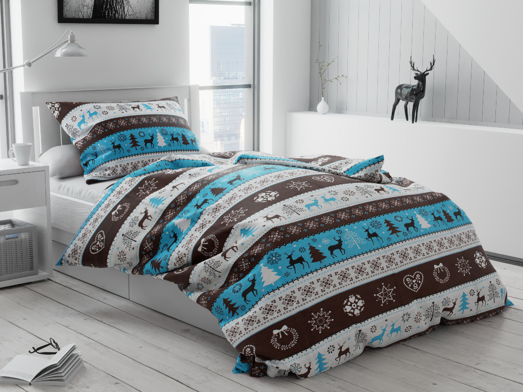 E-shop Bavlnené obliečky ZIMNÉ SOBY hnedé Rozmer obliečky: 70 x 90 cm | 140 x 200 cm