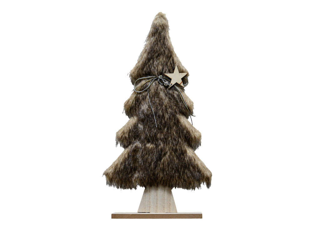 E-shop Dekoračný vianočný stromček s kožušinou LUSH 41 cm - rôzne farby Farba: Hnedá