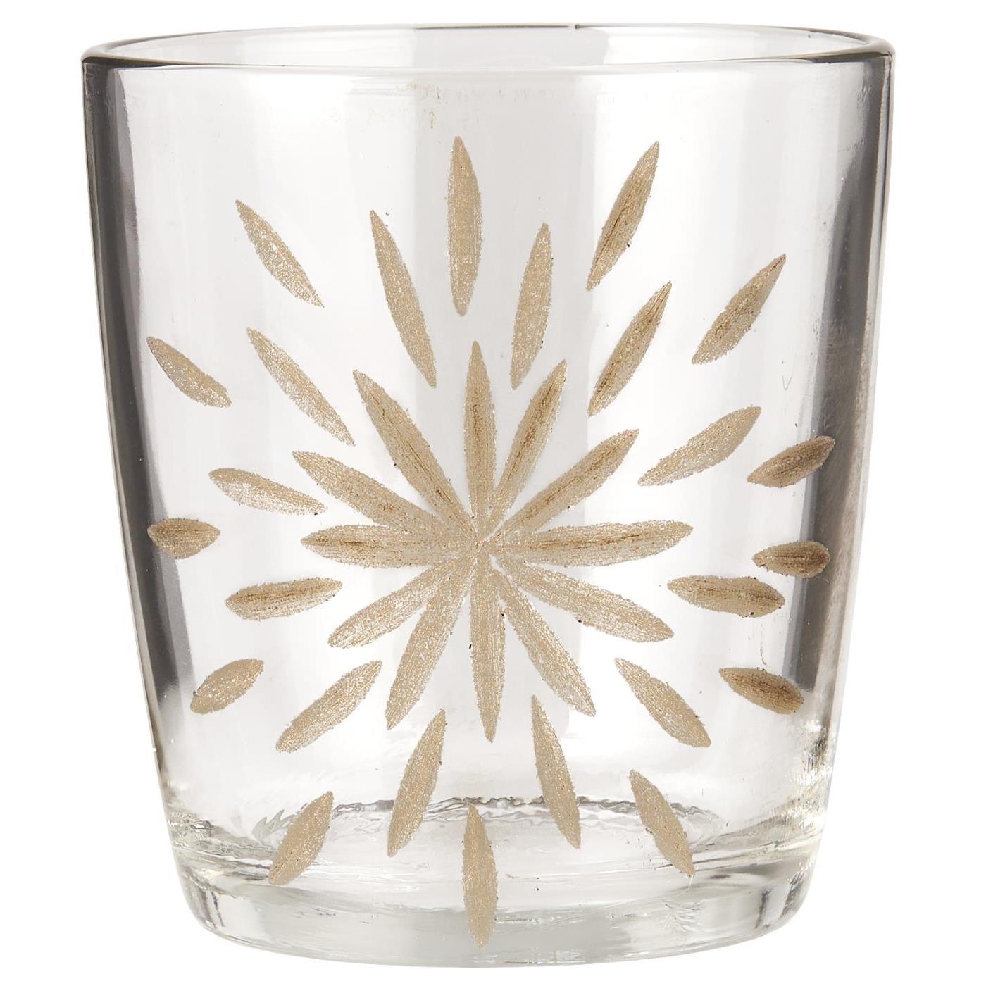 E-shop IB Laursen Sklenený svietnik s mosadzným dekorom BRASS