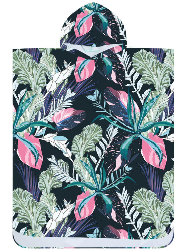 E-shop Plážové pončo NIGHT BLOSSOM čierne 80x145 cm