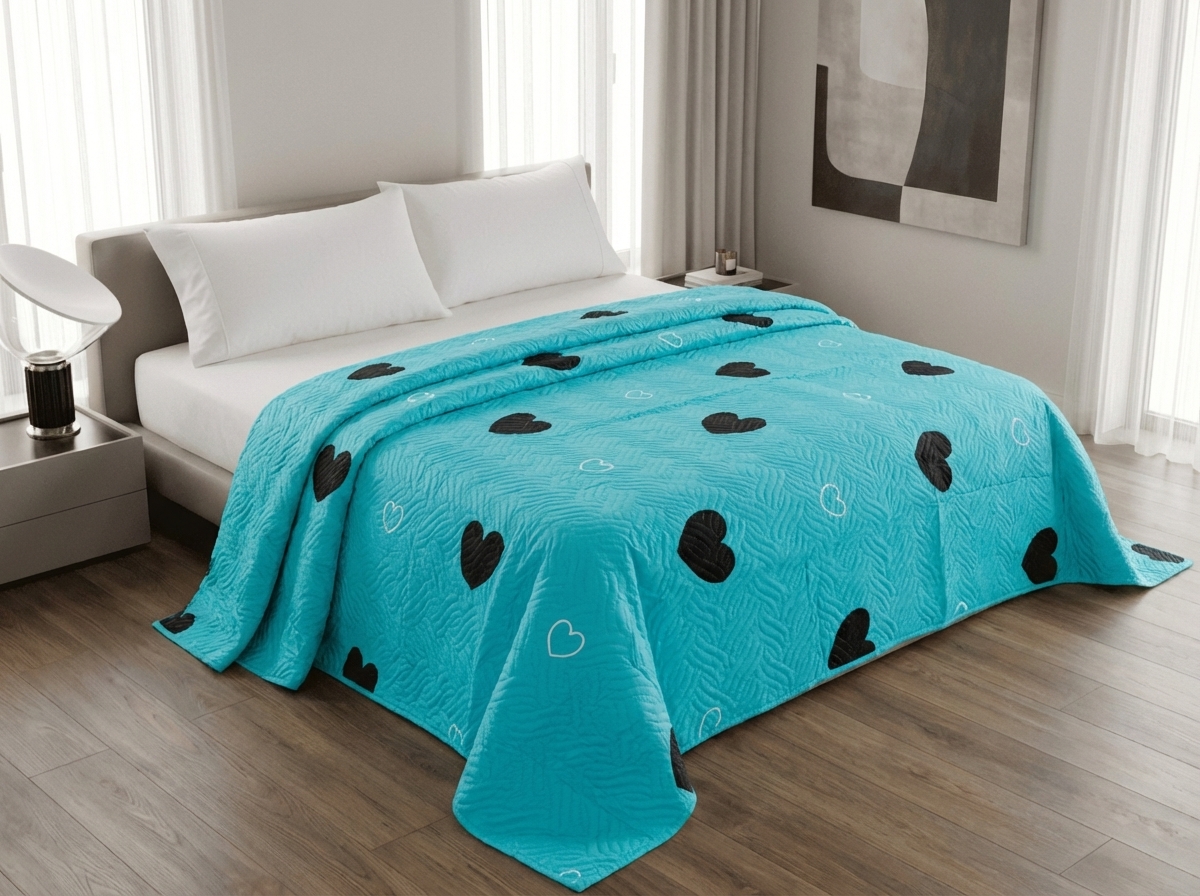 E-shop Prehoz na posteľ CORAZON BLEND, modrý Rozmer: 170 x 210 cm