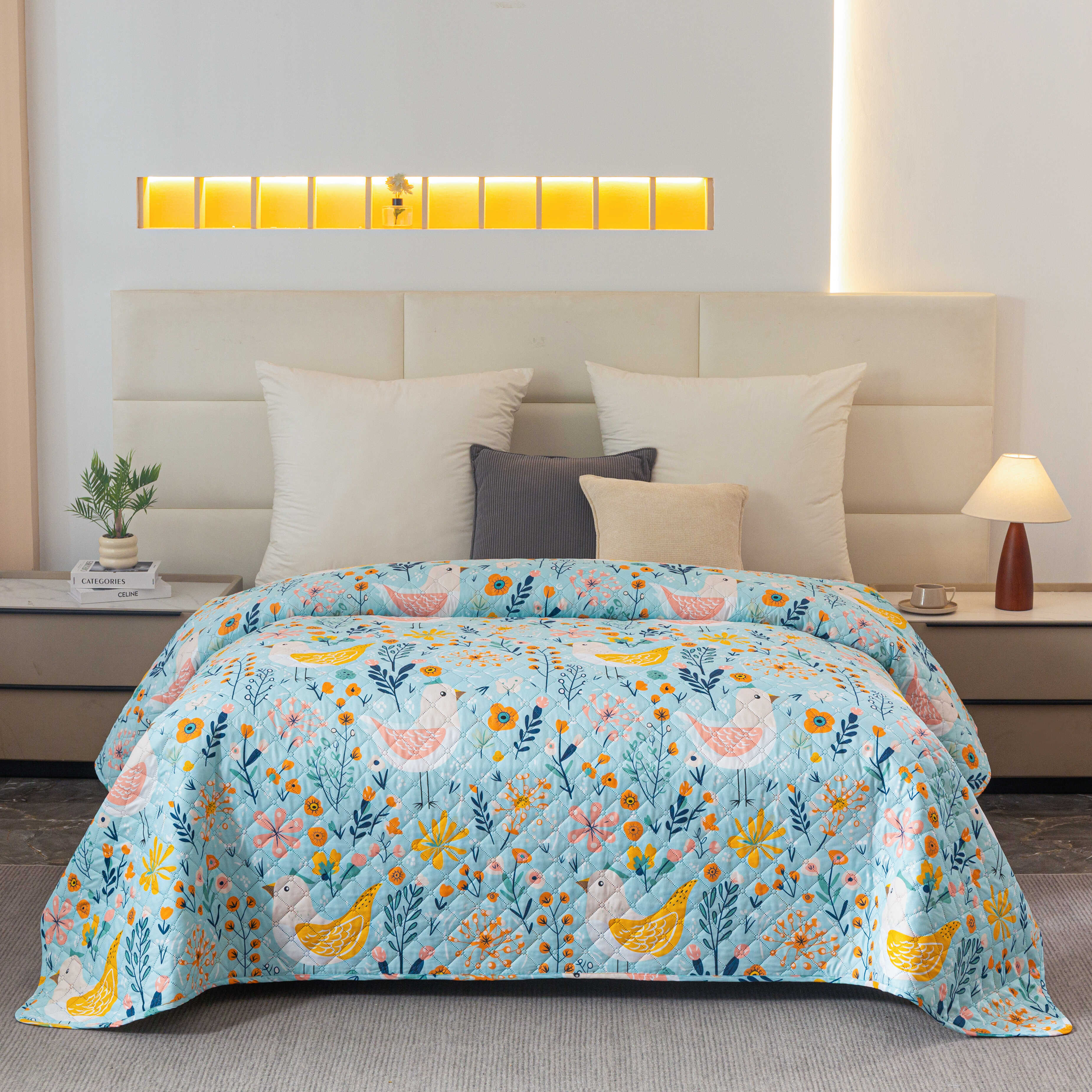 E-shop Prehoz na posteľ SPRING TWEET, farebný Rozmer: 170 x 210 cm