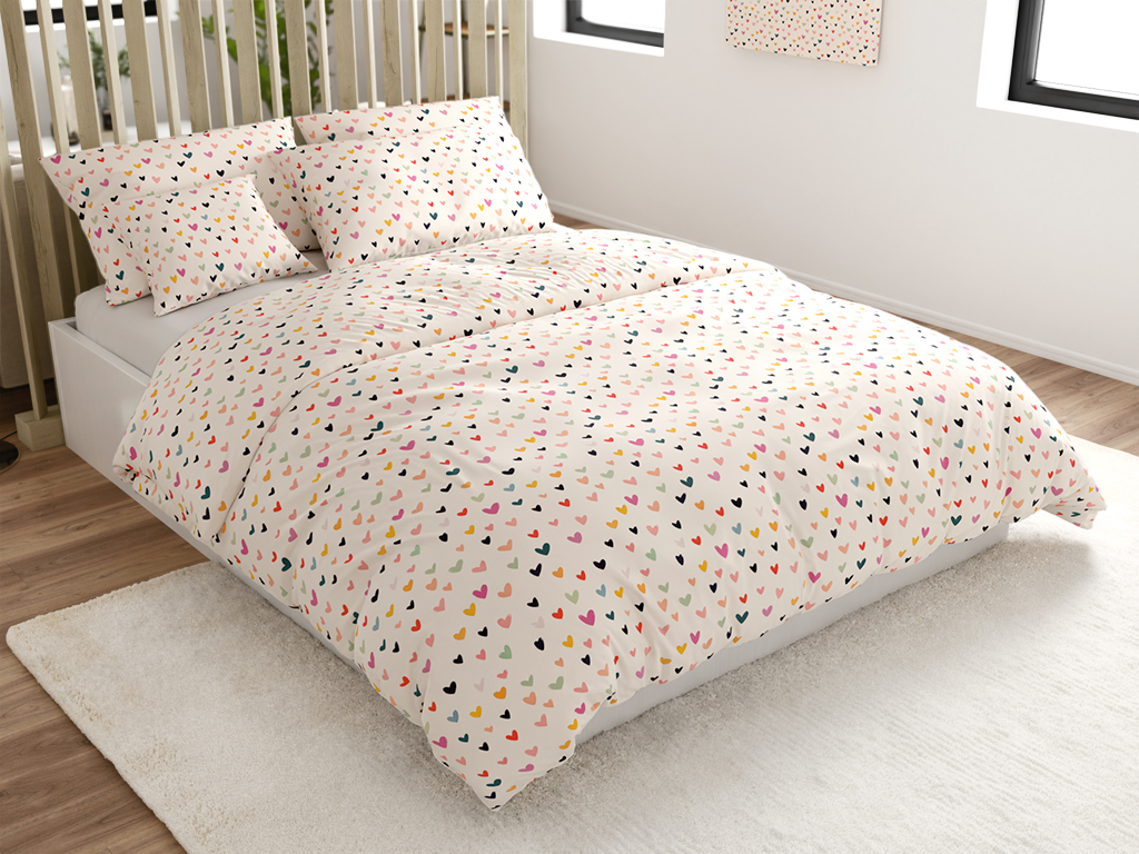 E-shop Bavlnené obliečky DOTHEARTS POLY krémové Rozmer obliečky: 2 ks 70 x 90 cm | 200 x 220 cm