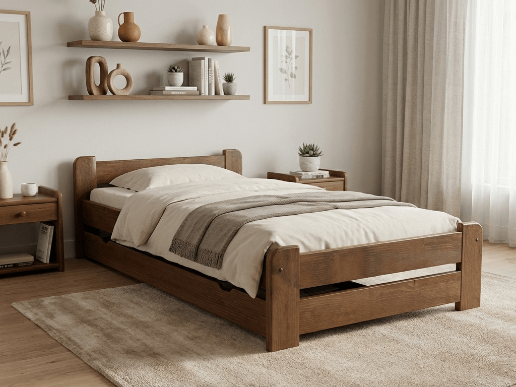 E-shop Posteľ Emily 80 x 200 cm, dub Rošt: Bez roštu, Matrac: Bez matraca