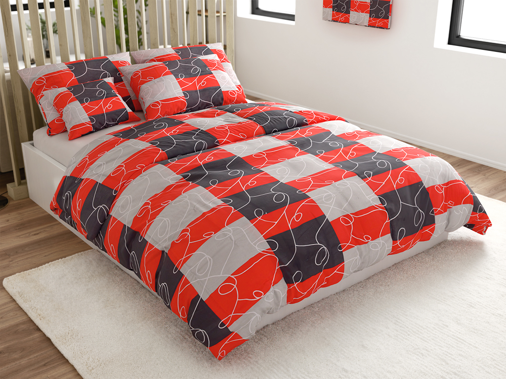 E-shop Bavlnené obliečky SQUARES BLEND červené Rozmer obliečky: 70 x 90 cm | 140 x 200 cm