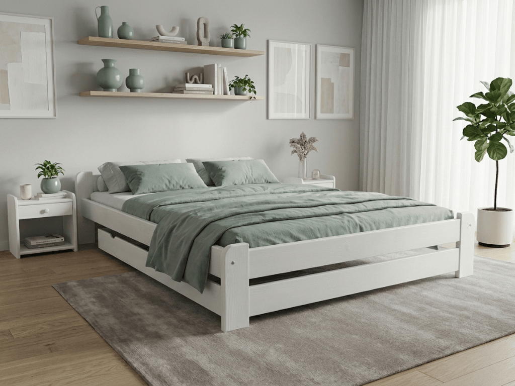 E-shop Posteľ Emily 140 x 200 cm, biela Rošt: Bez roštu, Matrac: Bez matraca