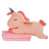 Plyšový JEDNOROŽEC 25 x 55 cm s detskou dekou 110 x 170 cm vo vnútri ružový