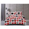 44820 2 povleceni z mikrovlakna red and black hearts bile