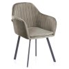Stylové béžové jídelní křeslo Trento s měkkým polstrováním a černými kovovými nožkami. Ideální pro elegantní a moderní interiéry.