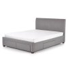 Moderní šedá postel MODENA 180x200 cm s laťkovým roštem a praktickými šuplíky.