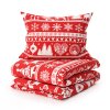 Vánoční červené bavlněné povlečení WINTER CHARM se sněhovými vločkami