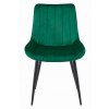 Elegantní tmavě zelená sametová židle SOSA s černými kovovými nohami