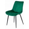 Pohodlná tmavě zelená sametová židle SOSA s černými kovovými nohami